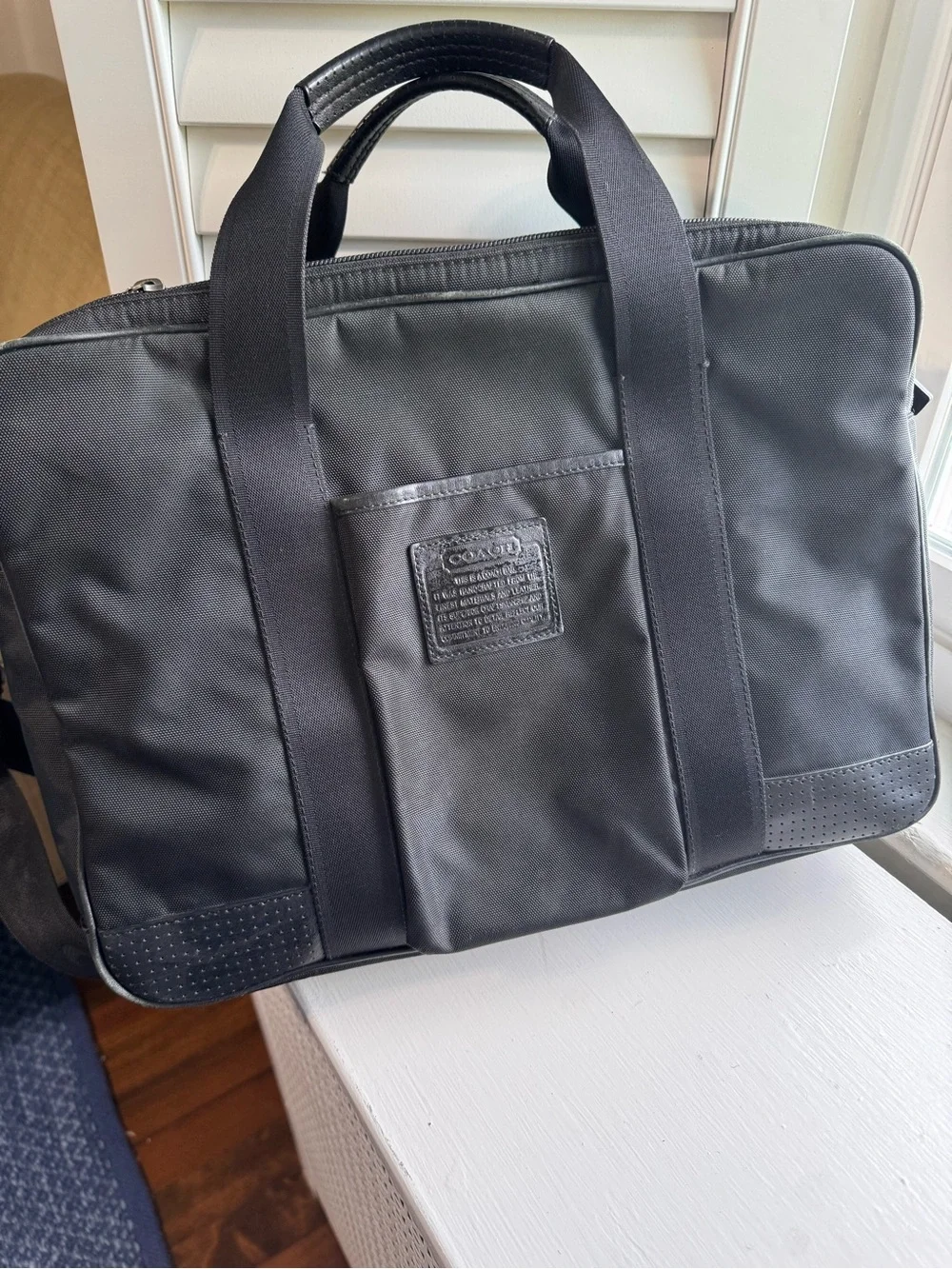 Coach Black Nylon Laptop Briefcase with Top Handles and Shoulder Strap